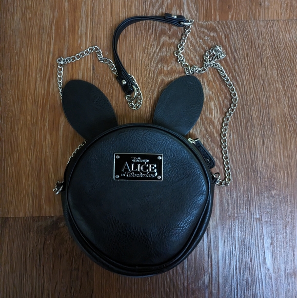 ALICE IN WONDERLAND BLACK RABBIT CLOCK CANTEEN BAG / CROSS BODY BAG - Picture 5 of 11